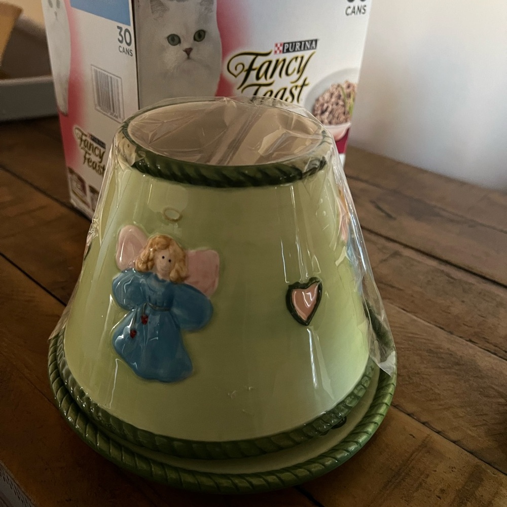 Decorative Angel Candle Holder - Green